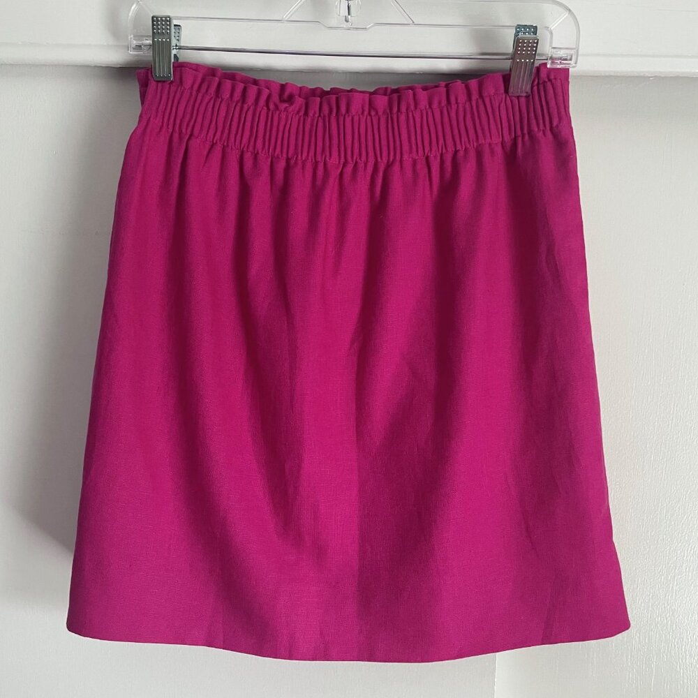 NWT J. Crew Sidewalk City Mini Skirt Size 6 Linen Blend Pink Magenta - Picture 3 of 6